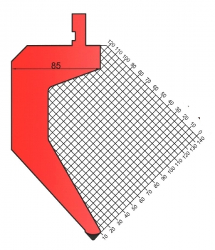 Stempel 85° R:1 H: 185mm Länge: 500mm sektioniert / geteilt