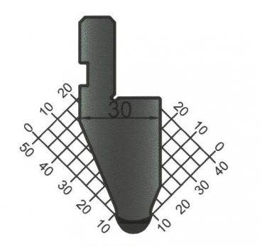 Stempel 45° R:6 H: 50mm Länge: 805mm sektioniert / geteilt