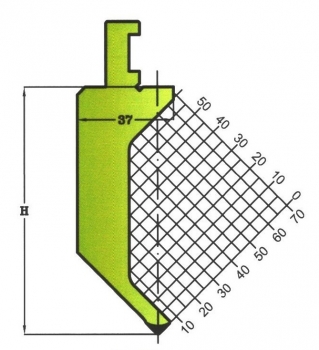 Stempel 90° R:0.8 H: 95mm Länge: 500mm