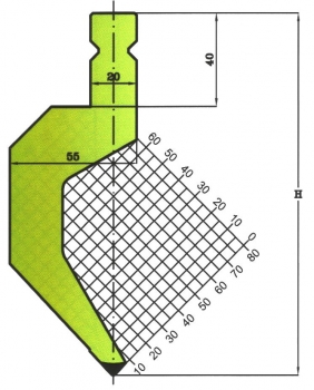 Stempel 86° R:1 H: 157mm Länge: 550mm sektioniert / geteilt