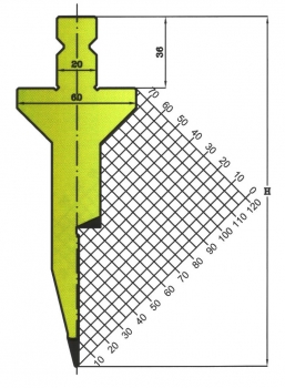 Stempel 28° R:1 H: 176mm Länge: 500mm