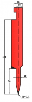 Stempel 20° R:0.6 H: 168mm Länge: 550mm sektioniert / geteilt