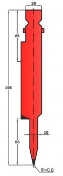 Stempel 20° R:0.6 H: 168mm Länge: 550mm sektioniert / geteilt