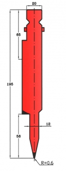 Stempel 24° R:0.6 H: 195mm Länge: 550mm sektioniert / geteilt