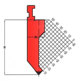 Stempel 80° R:1 H: 95mm Länge: 1100mm sektioniert / geteilt