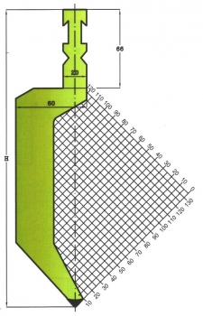 Stempel 85° R:1.5 H: 250mm Länge: 500mm