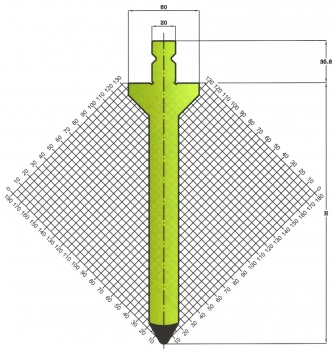 Stempel 60° R:4 H: 220mm Länge: 550mm sektioniert / geteilt