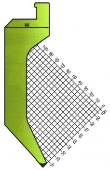 Stempel 85° R:P0,7 H: 200mm Länge: 1020mm sektioniert / geteilt