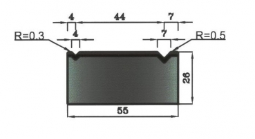 Matrize 90° V4+V7 H: 26mm Länge: 835mm