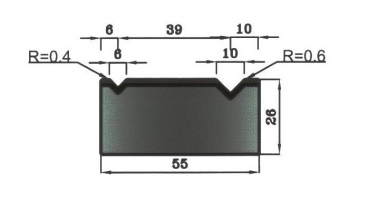 Matrize 90° V6+V10 H: 26mm Länge: 835mm