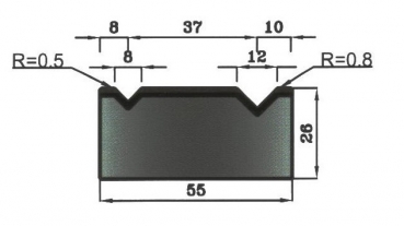 Matrize 90° V8+V12 H: 26mm Länge: 835mm