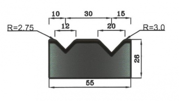 Matrize 88° V12+V20 H: 26mm Länge: 835mm