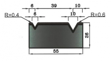 Matrize 60° V6+V10 H: 26mm Länge: 835mm