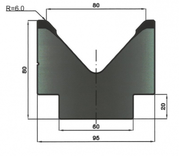 Matrize 85° V80 H: 80mm Länge: 805mm sektioniert / geteilt