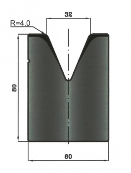 Matrize 45° V32 H: 80mm Länge: 415mm