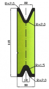 Matrize 50° V12+V22 H: 115mm Länge: 1020mm