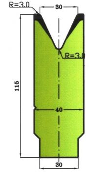 Matrize 30° V30 H: 115mm Länge: 505mm