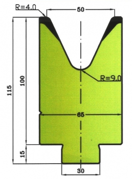 Matrize 50° V50 H: 115mm Länge: 1250mm sektioniert / geteilt