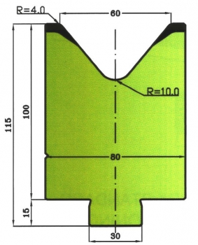 Matrize 50° V60 H: 115mm Länge: 1250mm sektioniert / geteilt