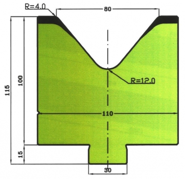 Matrize 50° V80 H: 115mm Länge: 1020mm sektioniert / geteilt