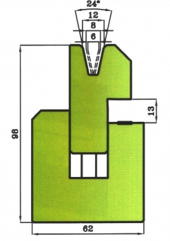 Zudrückmatrize 24° V8 H: 98mm Länge: 1020mm