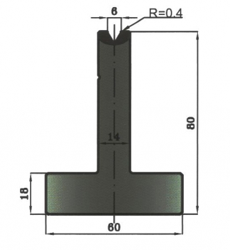 Matrize 60° V6 H: 80mm Länge: 805mm sektioniert / geteilt