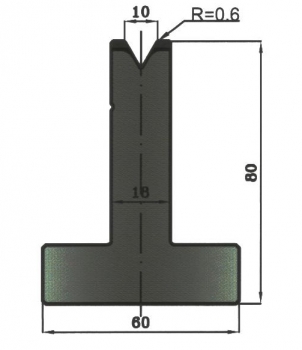 Matrize 60° V10 H: 80mm Länge: 835mm