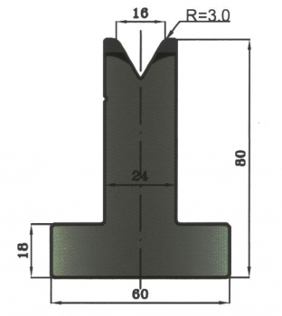 Matrize 60° V16 H: 80mm Länge: 805mm sektioniert / geteilt