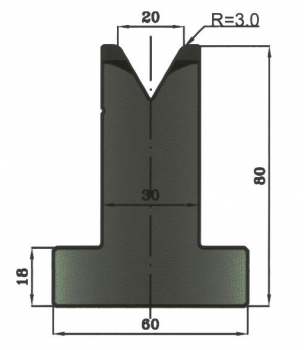 Matrize 60° V20 H: 80mm Länge: 805mm sektioniert / geteilt