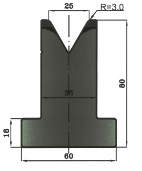 Matrize 60° V25 H: 80mm Länge: 415mm