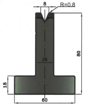 Matrize 45° V8 H: 80mm Länge: 805mm sektioniert / geteilt