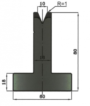 Matrize 45° V10 H: 80mm Länge: 415mm