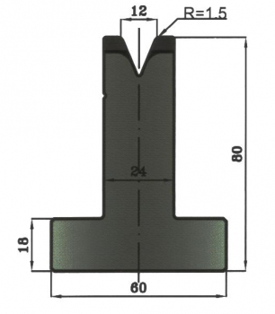 Matrize 45° V12 H: 80mm Länge: 805mm sektioniert / geteilt