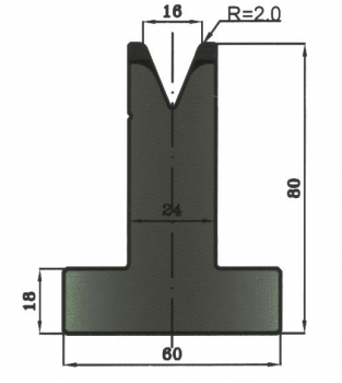 Matrize 45° V16 H: 80mm Länge: 805mm sektioniert / geteilt