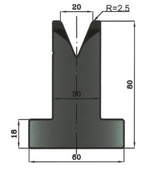 Matrize 45° V20 H: 80mm Länge: 805mm sektioniert / geteilt