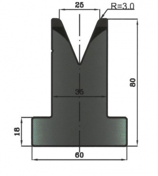 Matrize 45° V25 H: 80mm Länge: 415mm