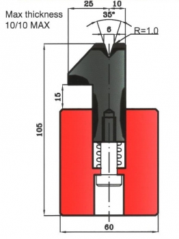 Zudrückmatrize 35° V6 H: 105mm Länge: 835mm