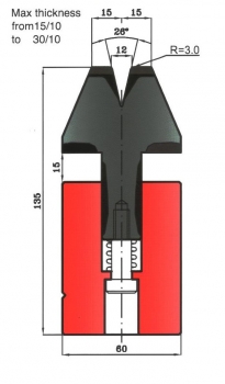 Zudrückmatrize 26° V12 H: 135mm Länge: 835mm