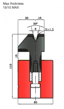 Zudrückmatrize 30° V8 H: 110mm Länge: 415mm