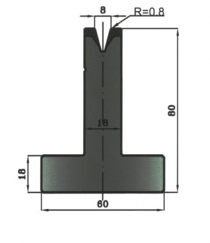 Matrize 30° V8 H: 80mm Länge: 805mm sektioniert / geteilt