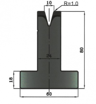 Matrize 30° V10 H: 80mm Länge: 805mm sektioniert / geteilt