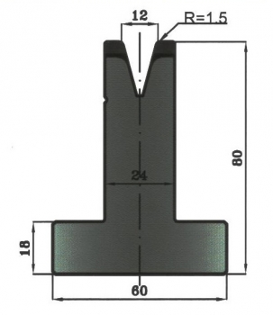 Matrize 30° V12 H: 80mm Länge: 805mm sektioniert / geteilt