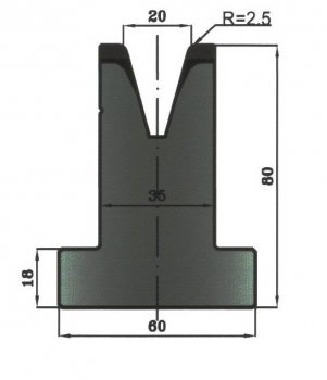 Matrize 30° V20 H: 80mm Länge: 805mm sektioniert / geteilt