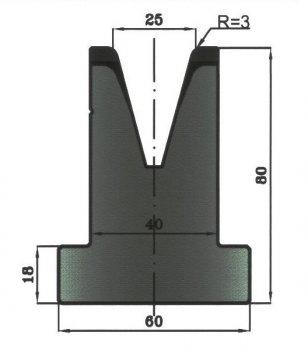 Matrize 30° V25 H: 80mm Länge: 835mm