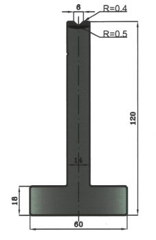 Matrize 90° V6 H: 120mm Länge: 415mm