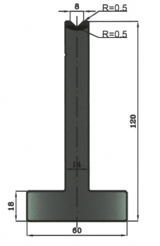 Matrize 90° V8 H: 120mm Länge: 835mm