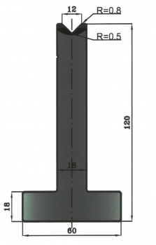 Matrize 90° V12 H: 120mm Länge: 415mm