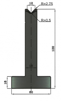 Matrize 88° V12 H: 120mm Länge: 835mm