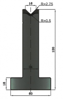 Matrize 88° V16 H: 120mm Länge: 805mm sektioniert / geteilt