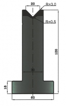 Matrize 88° V20 H: 120mm Länge: 415mm